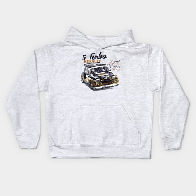 Rally group B: Renault 5 Turbo Kids Hoodie by dareba